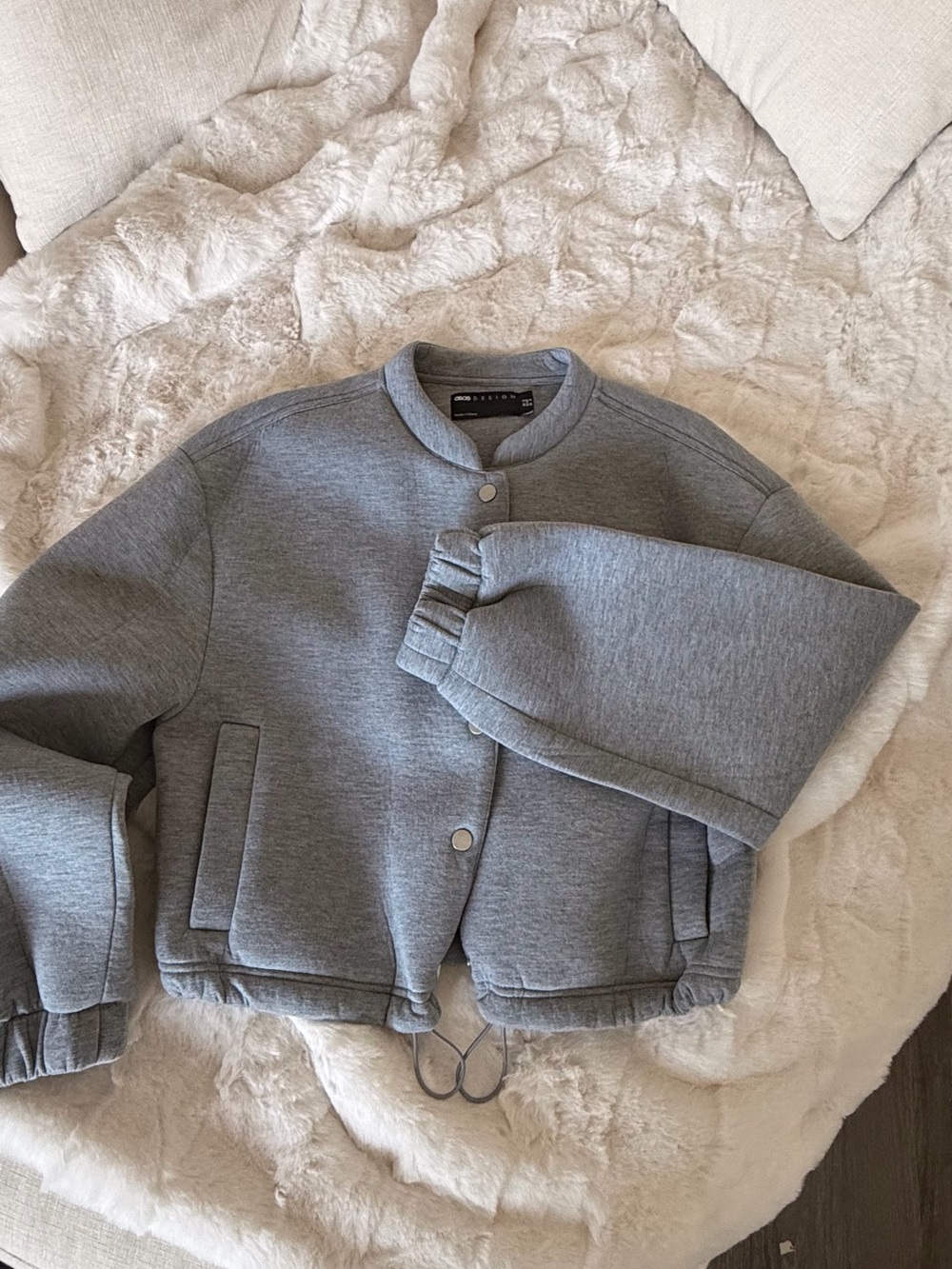 ASOS Gray Cropped Bomber Jacket